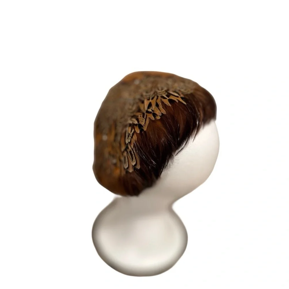 Bundle (2) Vintage Fascinator Pillbox Whimsy Hats 40-60s Pheasant Feather & Mink - Picture 14 of 17